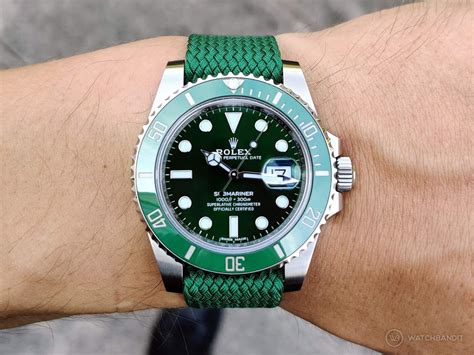 rolex green submariner leather strap|rolex submariner no date strap.